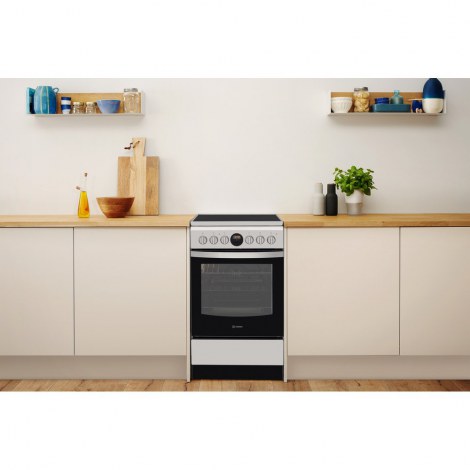 INDESIT | Cooker | IS5V8CHX/E | Hob type Vitroceramic | Oven type Electric | Stainless steel | Width 50 cm | Grilling | Electron - 7
